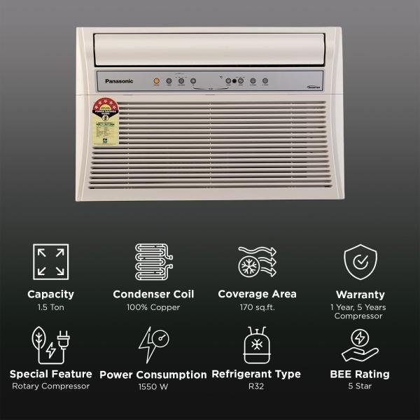 Panasonic XU 8 in 1 Convertible 1.5 Ton 5 Star Inverter Window AC