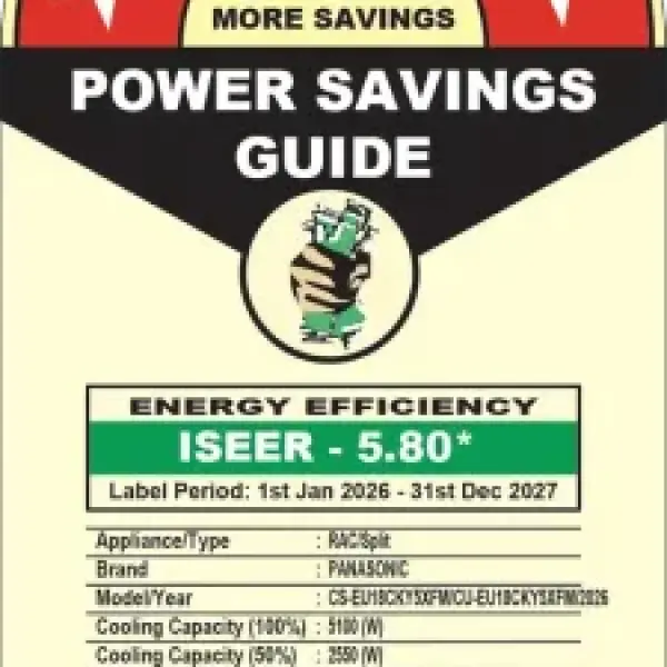 Panasonic CS/CU-EU18CKY5XFM 1.5 Ton 5 Star 2026 Inverter Split AC